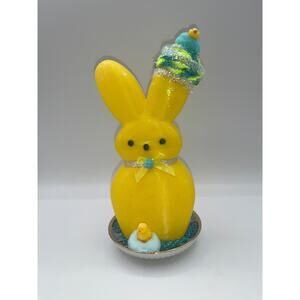 Large Yellow Peeps Plastic Bunny One of a Kind Deb O. Original Chick Peep Saucer